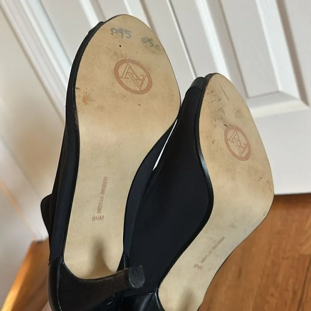 Adrienne Vittadini Gya Black Peep Toe Ankle Front Zipper High Heel Boots Sz 9.5 - Picture 4 of 4